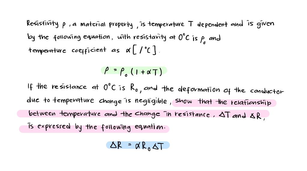 1 Resistivity Pia Material Property Is Temperature T Dependent And Is Given By The Following Equation With Resistavity 1