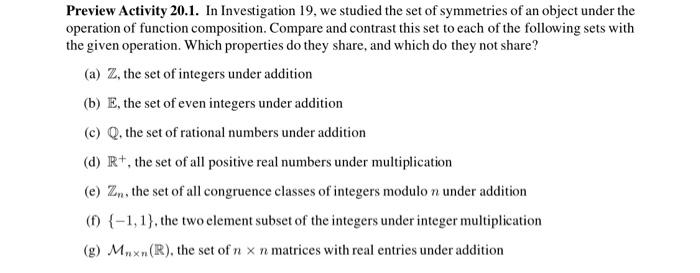 Preview Activity 20 1 In Investigation 19 We Studied The Set Of Symmetries Of An Object Under The Operation Of Functio 1