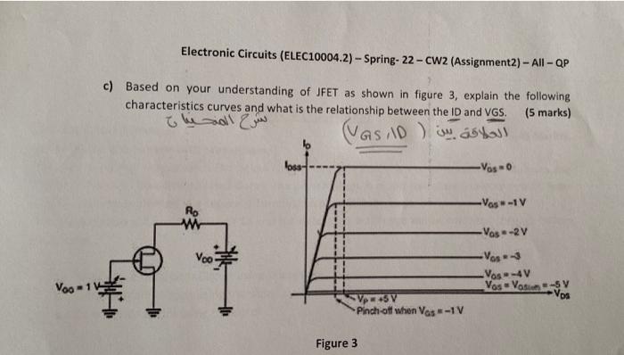 Electronic Circuits Elec10004 2 Spring 22 Cw2 Assignment2 All Qp C Based On Your Understanding Of Jfet As S 1