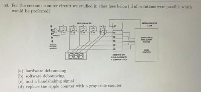 30 For The Coconut Counter Circuit We Studied In Class See Below If All Solutions Were Possible Which Would Be Prefer 1