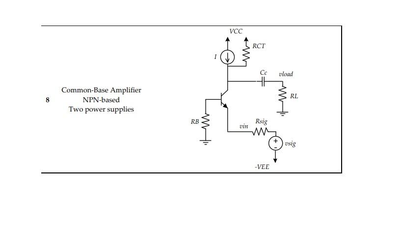 For The Following Circuit Perform The Necessary Analyses 1 Dc Analysis Ic Ib Ie Gm Vc Ve Vb 2 Ac Small Signa 1