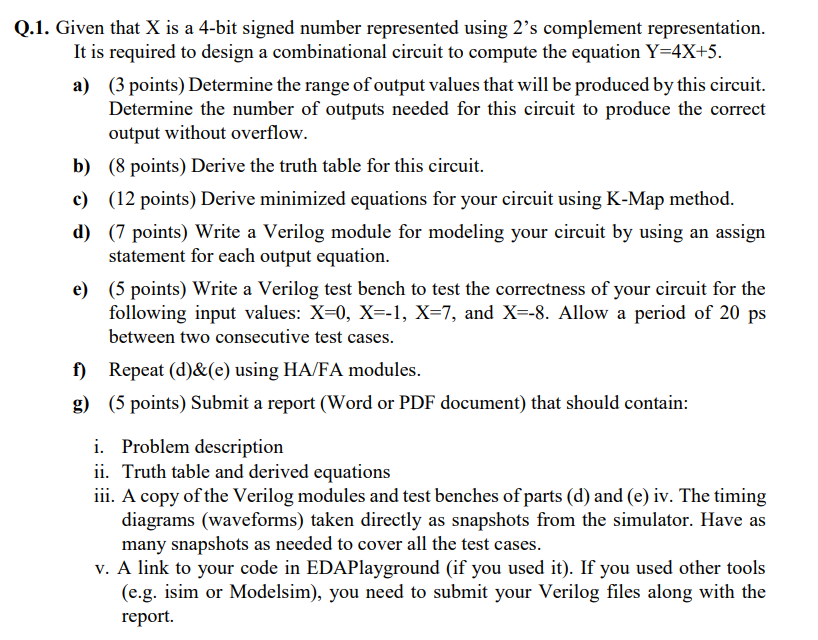 Q 1 Given That X Is A 4 Bit Signed Number Represented Using 2 S Complement Representation It Is Required To Design A C 1