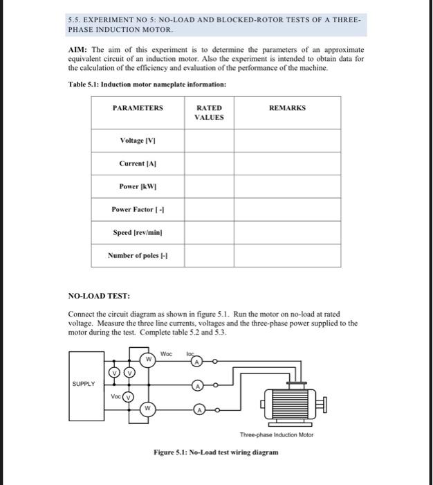 5 5 Experiment No 5 No Load And Blocked Rotor Tests Of A Three Phase Induction Motor Aim The Aim Of This Experiment 1