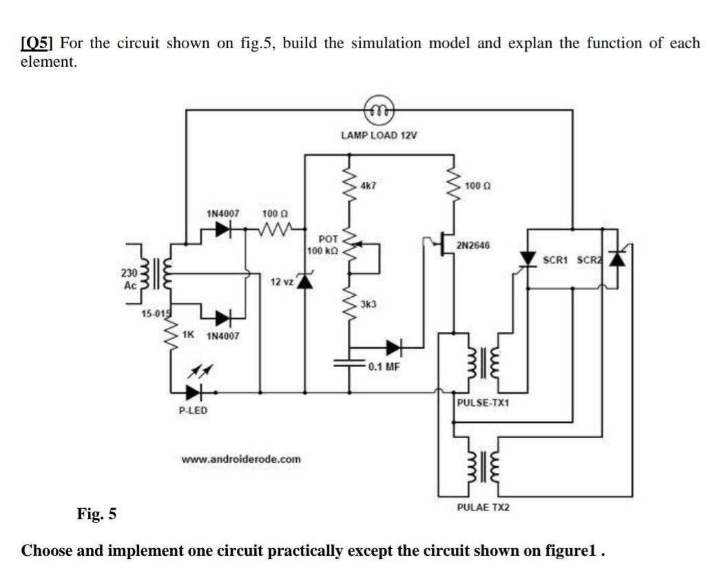 05 For The Circuit Shown On Fig 5 Build The Simulation Model And Explan The Function Of Each Element M Lamp Load 12v 1