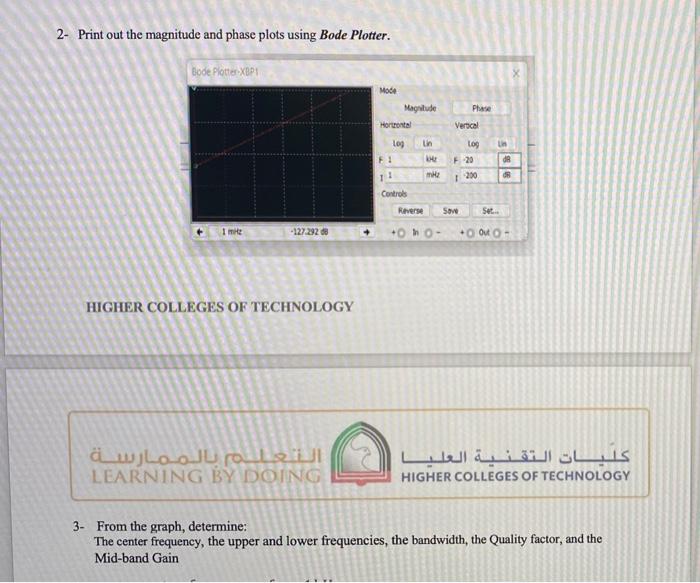 2 Print Out The Magnitude And Phase Plots Using Bode Plotter Bode Plotter Xdp Mooie Magnitude Horontal Phase Vertical 1