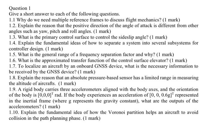 Question 1 Give A Short Answer To Each Of The Following Questions 1 1 Why Do We Need Multiple Reference Frames To Discu 1