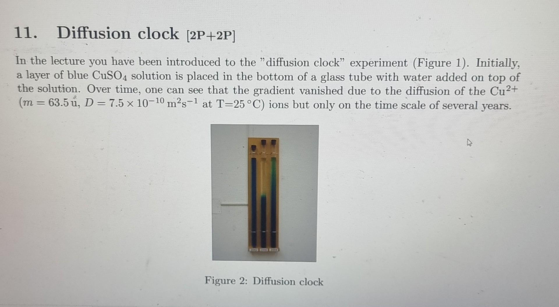 11 Diffusion Clock 2p 2p In The Lecture You Have Been Introduced To The Diffusion Clock Experiment Figure 1 I 1