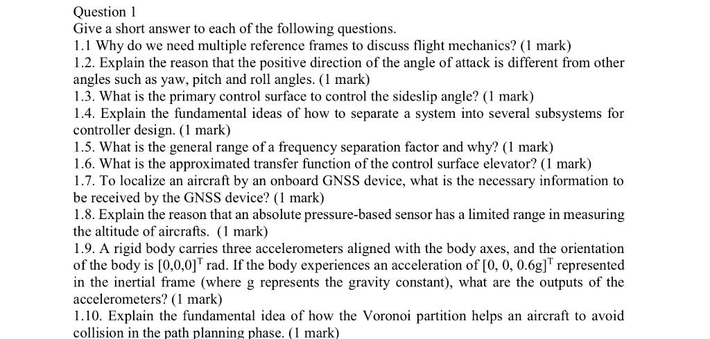 Question 1 Give A Short Answer To Each Of The Following Questions 1 1 Why Do We Need Multiple Reference Frames To Discu 1