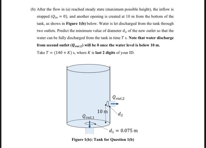 A A Cylindrical Tank Is Open At The Top With Water Flow Rate Of Qin Discharged Into The Tank Water Is Flow Out From 2