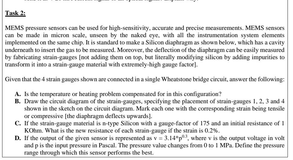 Task 2 Mems Pressure Sensors Can Be Used For High Sensitivity Accurate And Precise Measurements Mems Sensors Can Be M 1