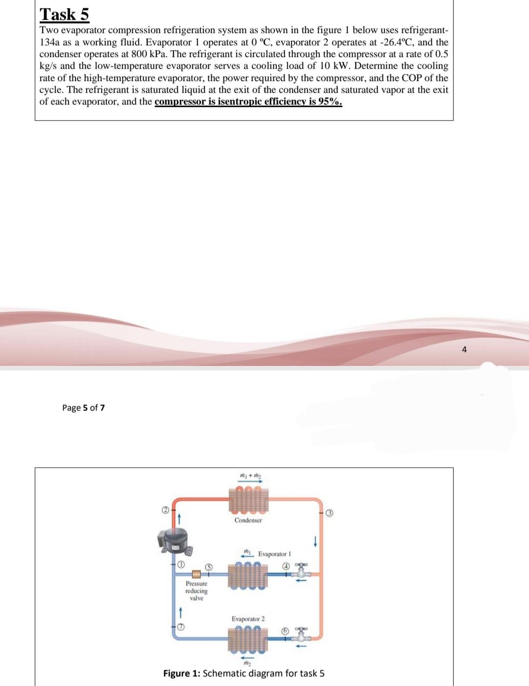 Task 5 Two Evaporator Compression Refrigeration System As Shown In The Figure 1 Below Uses Refrigerant 134a As A Workin 1
