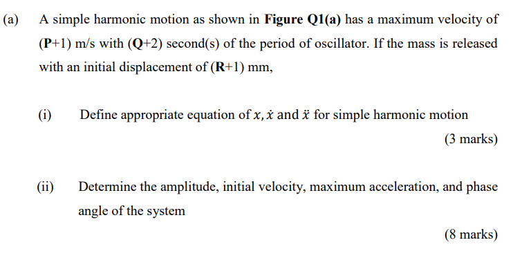A A Simple Harmonic Motion As Shown In Figure Q1 A Has A Maximum Velocity Of P 1 M S With Q 2 Second S Of The Pe 1