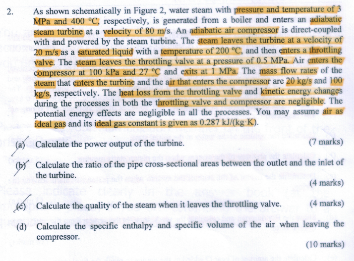 2 As Shown Schematically In Figure 2 Water Steam With Pressure And Temperature Of 3 Mpa And 400 C Respectively Is G 1