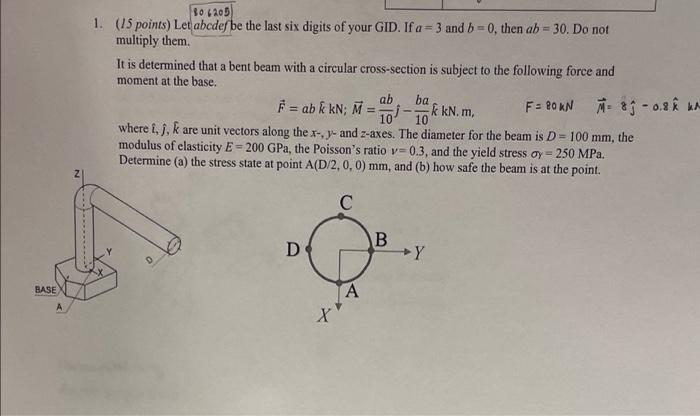 806205 1 15 Points Let Abcdef Be The Last Six Digits Of Your Gid If A 3 And B 0 Then Ab 30 Do Not Multiply T 1