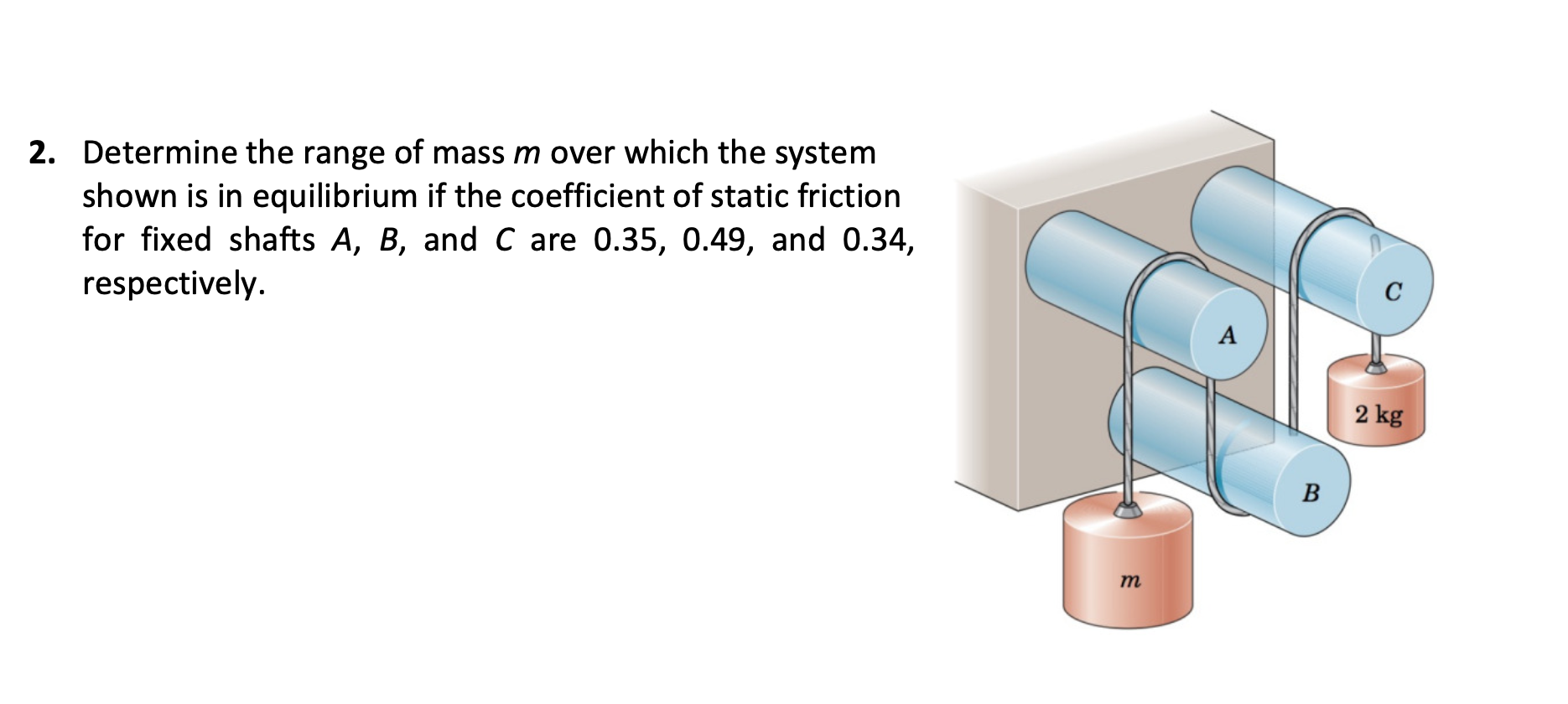 2 Determine The Range Of Mass M Over Which The System Shown Is In Equilibrium If The Coefficient Of Static Friction For 1