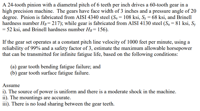A 24 Tooth Pinion With A Diametral Pitch Of 6 Teeth Per Inch Drives A 60 Tooth Gear In A High Precision Machine The Gea 1