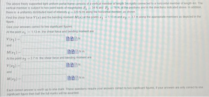 7 9 Im F Ult F2 Ult The Above Freely Supported Light Uniform Portal Frame Consists Of A Vertical Member Of Lengt 2