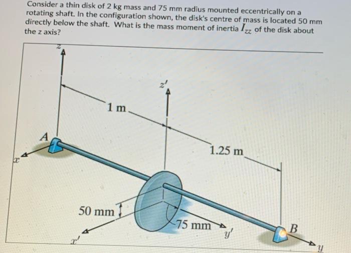 Consider A Thin Disk Of 2 Kg Mass And 75 Mm Radius Mounted Eccentrically On A Rotating Shaft In The Configuration Shown 1