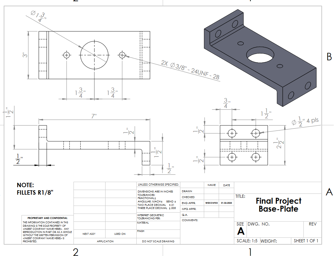 2 1 Item No Description Qty 1 Base Plate 1 2 Bearing 1 A Part Number Final Project Base Plate Final Project Bearing Fin 2