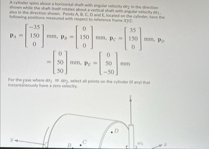 A Cylinder Spins About A Horizontal Shaft With Angular Velocity 02 In The Direction Shown While The Shaft Itself Rotates 1