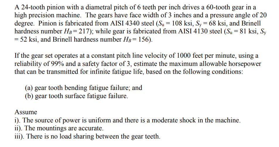 A 24 Tooth Pinion With A Diametral Pitch Of 6 Teeth Per Inch Drives A 60 Tooth Gear In A High Precision Machine The Gea 1