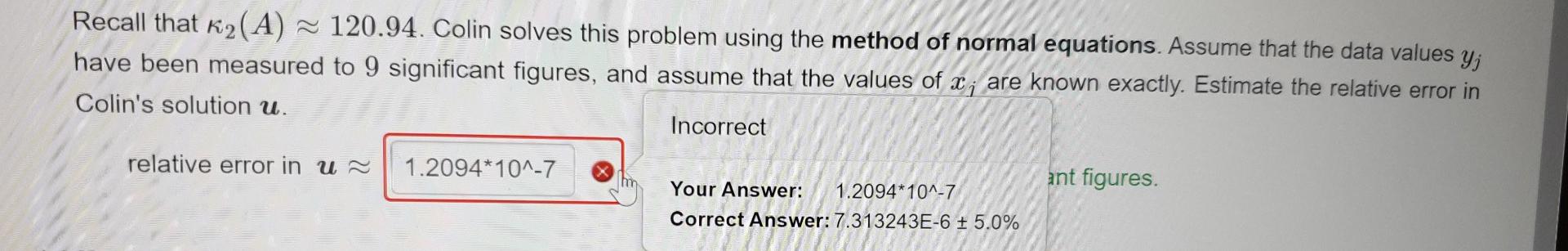 Recall That K2 A 120 94 Colin Solves This Problem Using The Method Of Normal Equations Assume That The Data Values 1