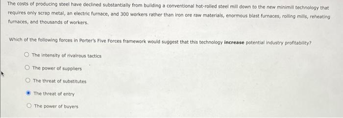 The Costs Of Producing Steel Have Declined Substantially From Building A Conventional Hot Rolled Steel Mill Down To The 1