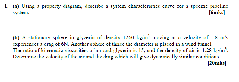 1 A Using A Property Diagram Describe A System Characteristics Curve For A Specific Pipeline System Omks B A St 1