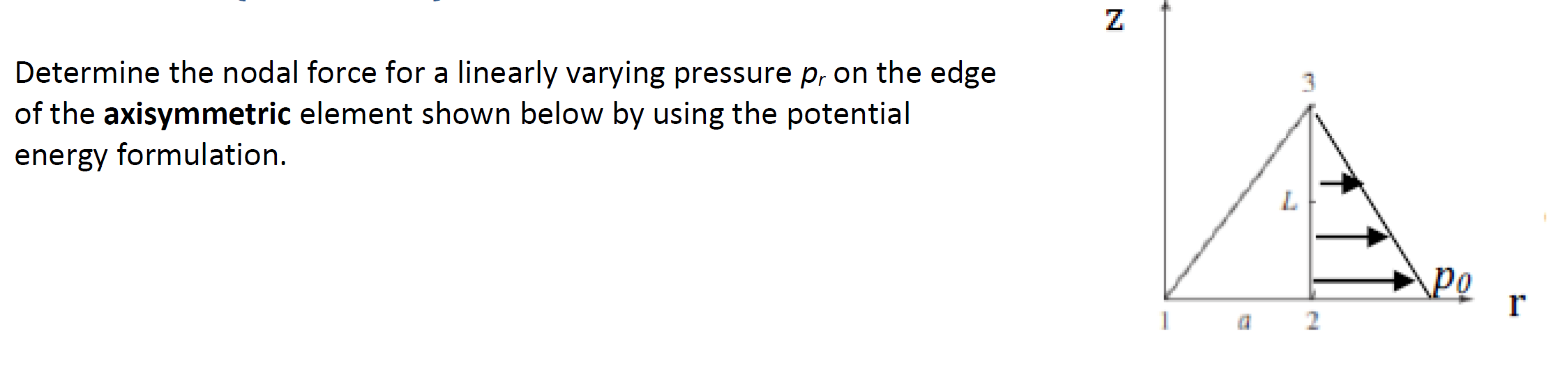 Z 3 Determine The Nodal Force For A Linearly Varying Pressure Pr On The Edge Of The Axisymmetric Element Shown Below By 1