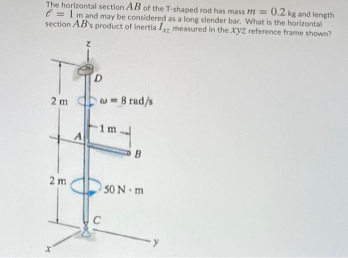 The Horizontal Section Ab Of The T Shaped Rod Has Mass M 0 2 Kg And Length E 1 Mand May Be Considered As A Long Slen 1