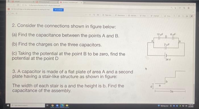 12 F Gf D 2 Consider The Connections Shown In Figure Below A Find The Capacitance Between The Points A And B B Fi 1