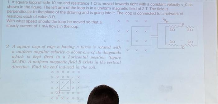 1 A Square Loop Of Side 10 Cm And Resistance 1 Is Moved Towards Right With A Constant Velocity V O As Shown In The Figu 1