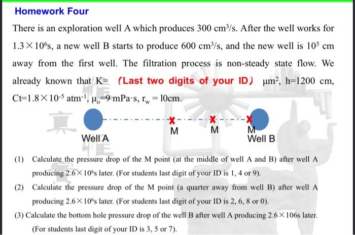 Homework Four There Is An Exploration Well A Which Produces 300 Cm S After The Well Works For 1 3 X 10 S A New Well B 1
