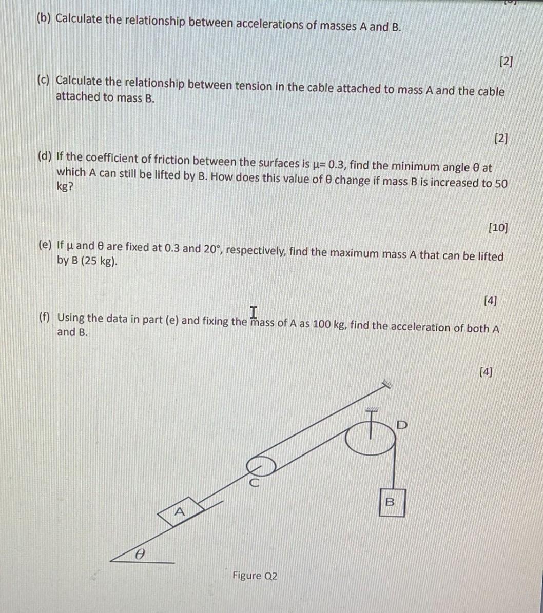 B Calculate The Relationship Between Accelerations Of Masses A And B 2 C Calculate The Relationship Between Tensi 1