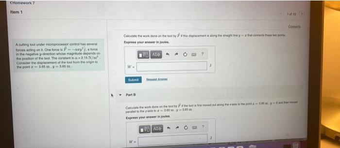 Homework Item 1 104 10 Calculate The Work Done One By The Clementining The Righwycone Por Express Your Answer In Joules 1