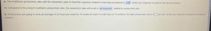 A The Multifactor Productivity Ratio With The University S Plan To Meet The Expenses Related To Improving Recrutement I 1