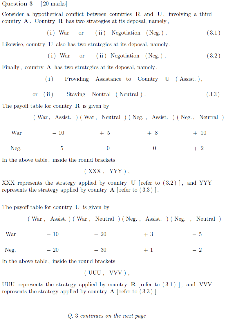 Or Question 3 20 Marks Consider A Hypothetical Conflict Between Countries R And U Involving A Third Country A Count 1