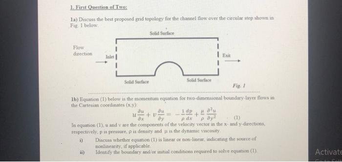 1 First Question Of Two La Discuss The Best Proposed Grid Topology For The Channel Flow Over The Circular Step Shown 1