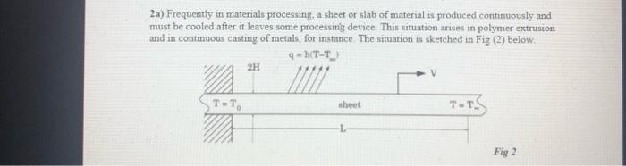 A 2a Frequently In Materials Processing A Sheet Or Slab Of Material Is Produced Continuously And Must Be Cooled After 1