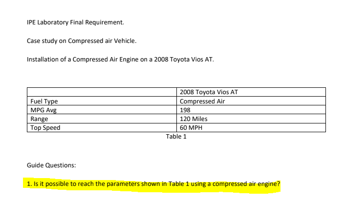 Ipe Laboratory Final Requirement Case Study On Compressed Air Vehicle Installation Of A Compressed Air Engine On A 200 1