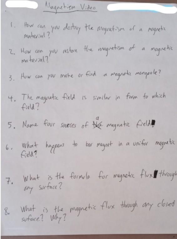 Magnetism Video Magnetic 1 How Can You Destroy The Magnetism Of A Material 2 How Can Restore The Magnetism Material 1