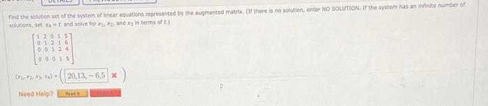 0 2 Points Details Previous Answers Larlinalg8 1 2 017 My Notes Find The Solution Set Of The System Of Linear Equation 3