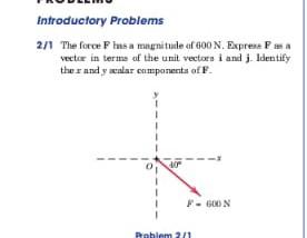 Introductory Problems 2 1 The Force Insa Magnitude Af 600 N Exprere Fa Vector In Terms Of The Unit Vectors And Identify 1
