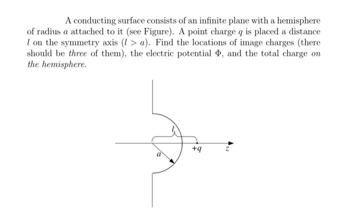 A Conducting Surface Consists Of An Infinite Plane With A Hemisphere Of Radius A Attached To It See Figure A Point Ch 1