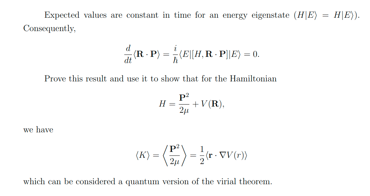 H E Expected Values Are Constant In Time For An Energy Eigenstate H E Consequently D Ki R P E H R P E 1