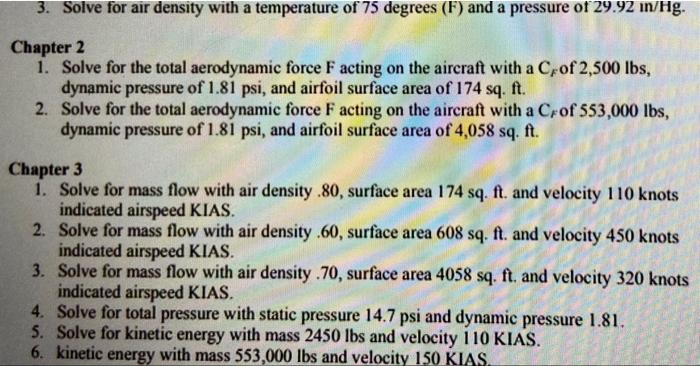 3 Solve For Air Density With A Temperature Of 75 Degrees F And A Pressure Of 29 92 In Hg Chapter 2 1 Solve For The 1