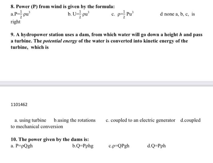 Choose The Correct Answer 1 1 Megawatt A 10 Watt B 10 Watt C 10 Kwatt D 10 Kwatt 2 Ljoule Is A 10 K Joule B 10 2