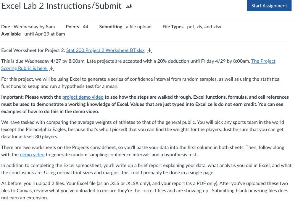 Excel Lab 2 Instructions Submit A Start Assignment Submitting A File Upload File Types Pdf Xls And Xlsx Due Wednesday 1