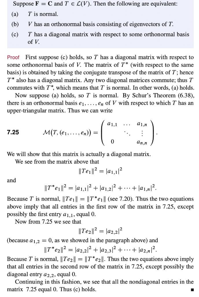 Suppose F C And T E L V Then The Following Are Equivalent A T Is Normal B V Has An Orthonormal Basis Consistin 1