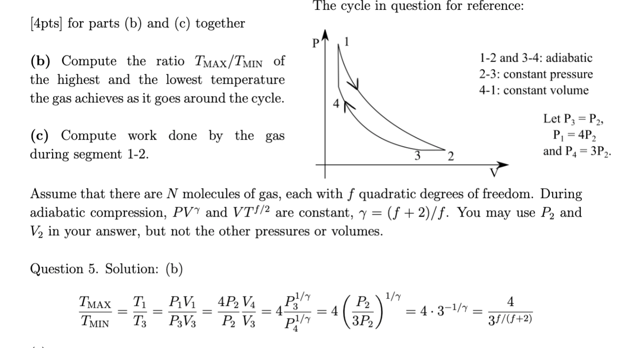 The Cycle In Question For Reference 4pts For Parts B And C Together P B Compute The Ratio Tmax Tmin Of The High 1